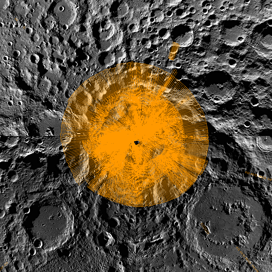 Footprint plot of the ShadowCam images in the December 2025 release at the South pole [NASA/KARI/ASU/Intuitive Machines]