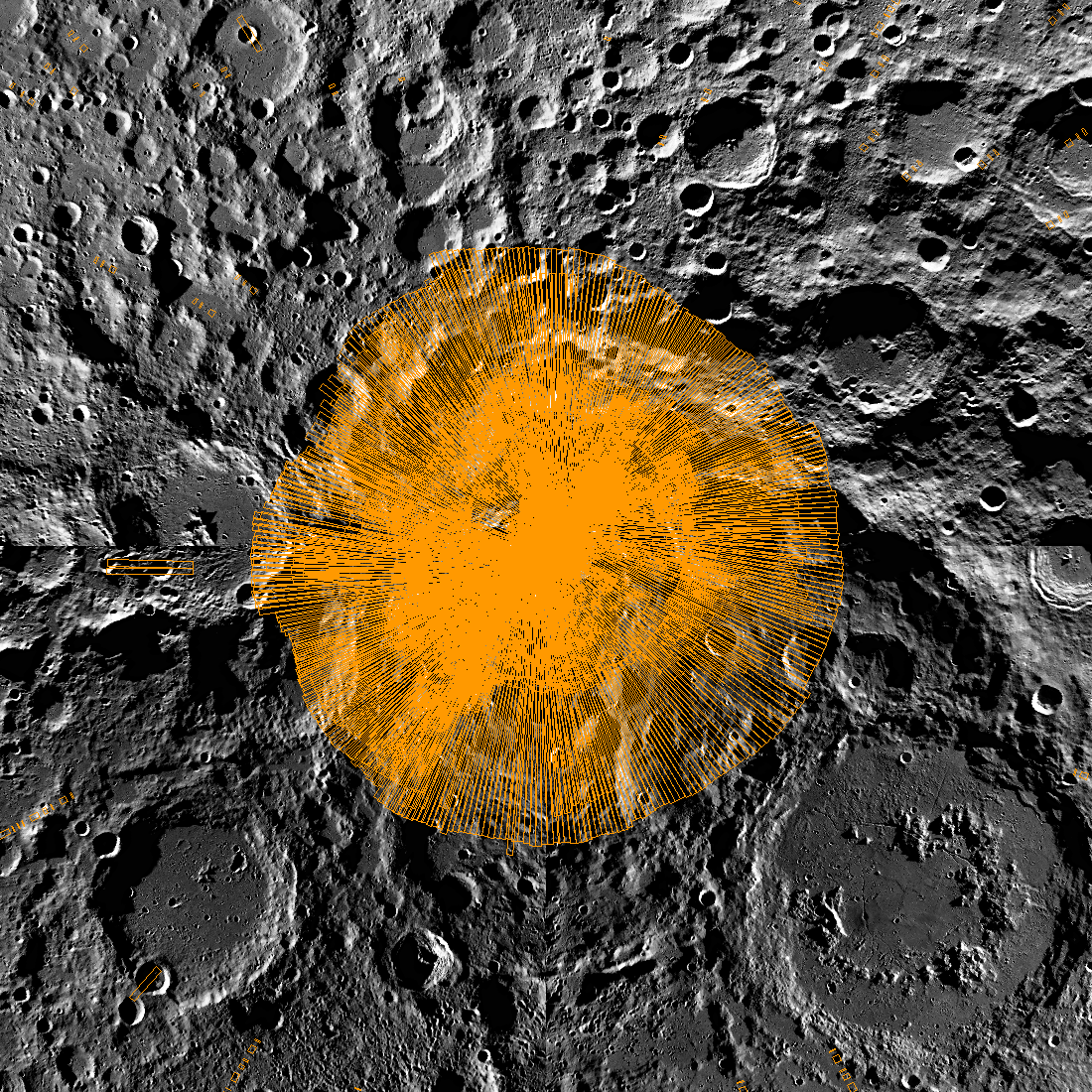 Footprint plot of the ShadowCam images in the March 2026 release at the South pole [NASA/KARI/ASU/Intuitive Machines]