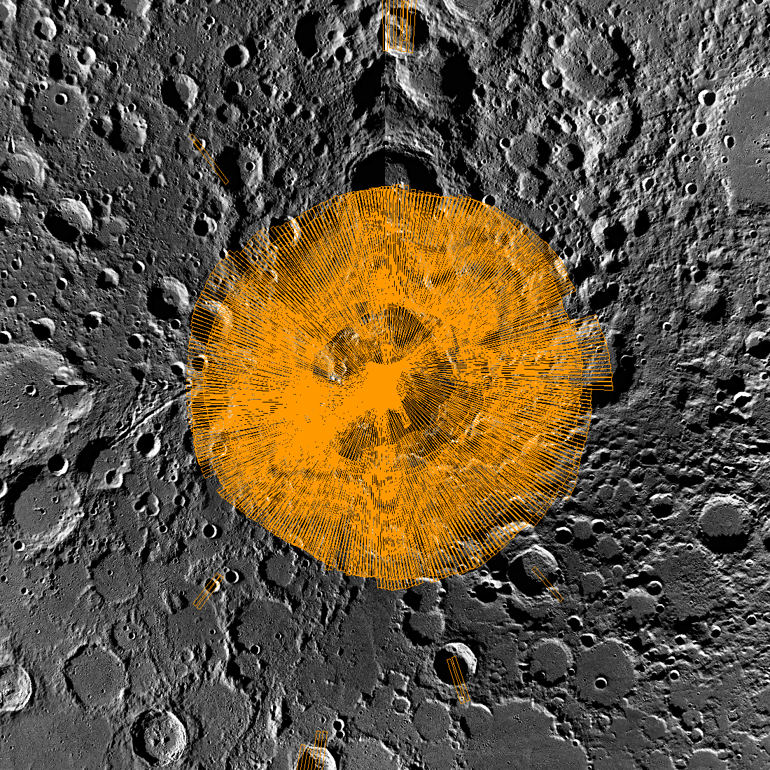 Footprint plot of the ShadowCam images in the March 2026 release at the North pole [NASA/KARI/ASU/Intuitive Machines]